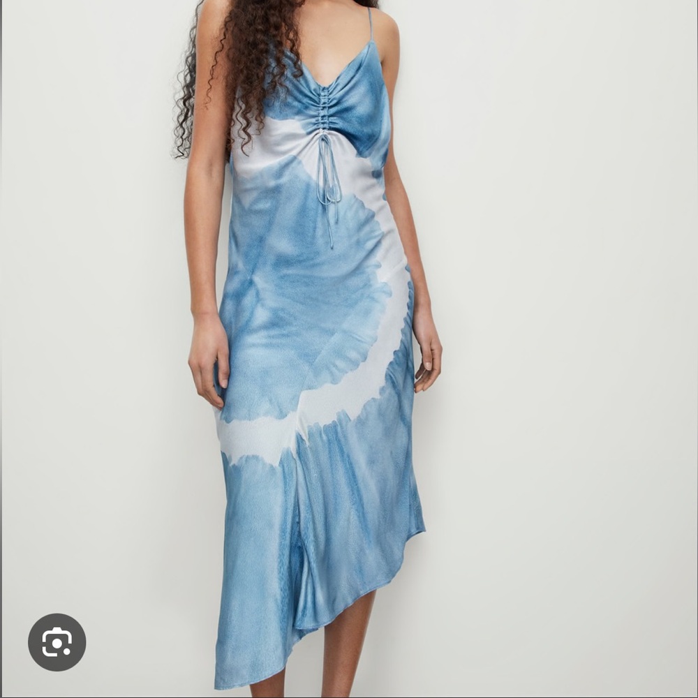 All Saints Blue and Gray Alexia Silk Blend Dress